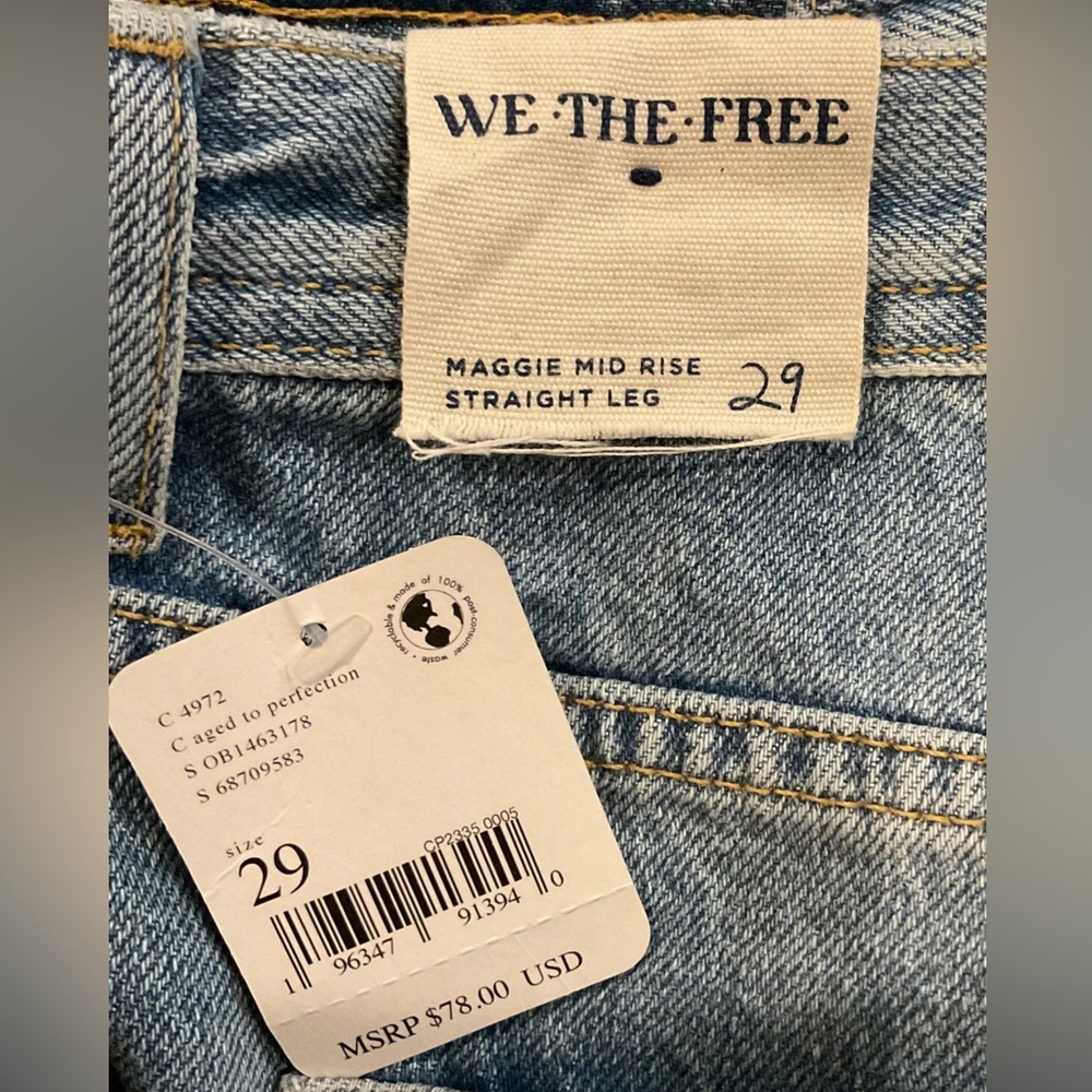 Free People Maggie Mid-Rise Straight-Leg Cropped Jeans Blue NWT - Picture 12 of 13
